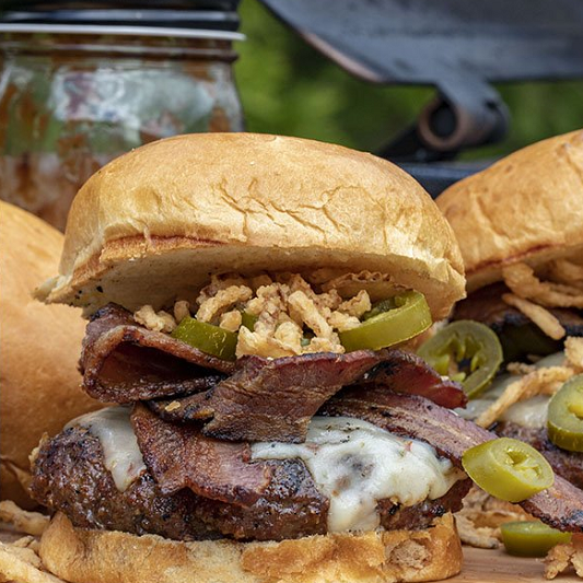 Jalapeno Bacon Burgers with Bacon and Pepper Jack Cheese