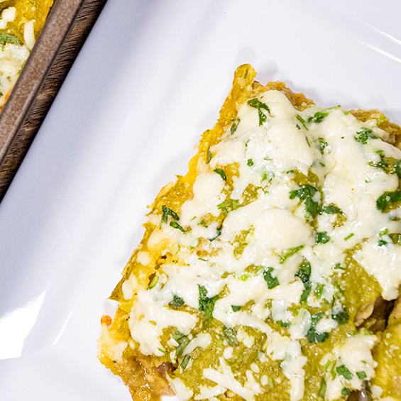 Green Chile Verde Steak Enchiladas