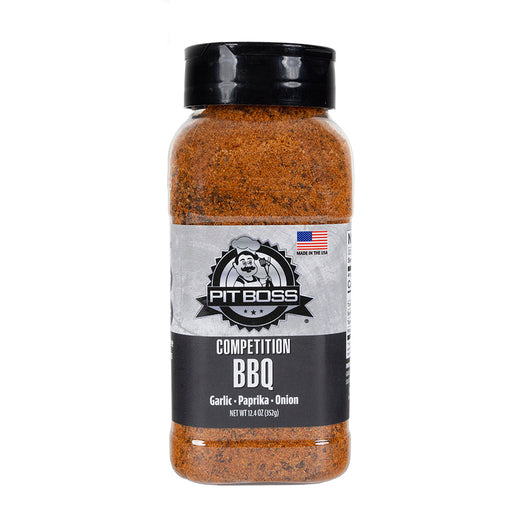 Pit Boss Competition BBQ Rub Spice - grey and white label on plastic spice bottle