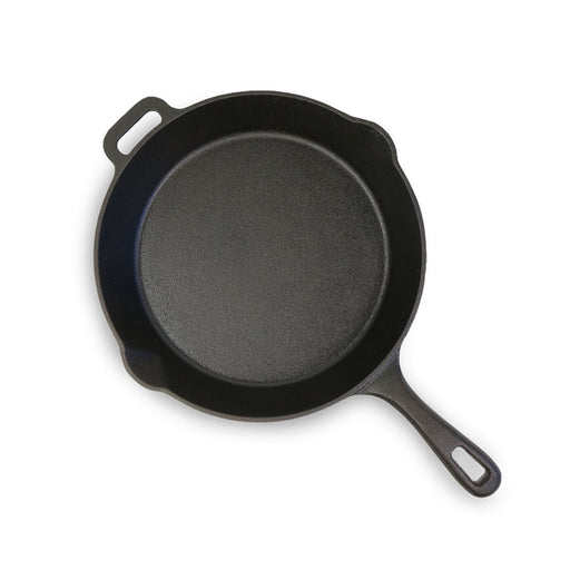 all black cast iron skillet, birds eye view