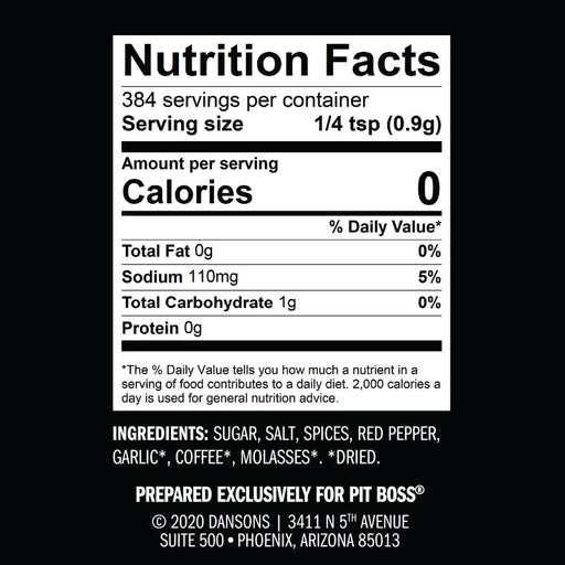 Nutritional facts on spice.