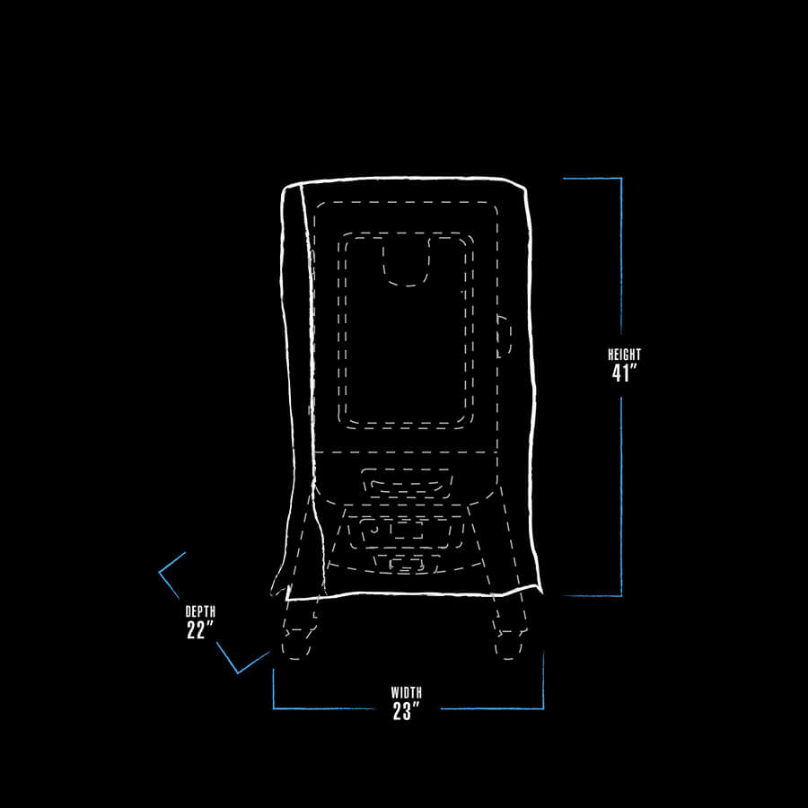 White graphic representation of the exterior dimensions of the grill cover.