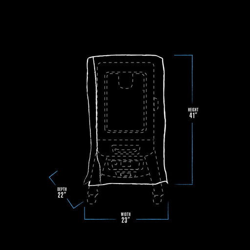 White graphic representation of the exterior dimensions of the grill cover.