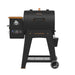 Pit Boss Lexington 500 Wood Pellet Grill. Black with orange accents. Clear wheels