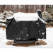 black and orange bbq grill cover outside in snow