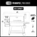 White graphic representation of the exterior dimensions of the grill.  Shwing off the size and capacity of the grill.