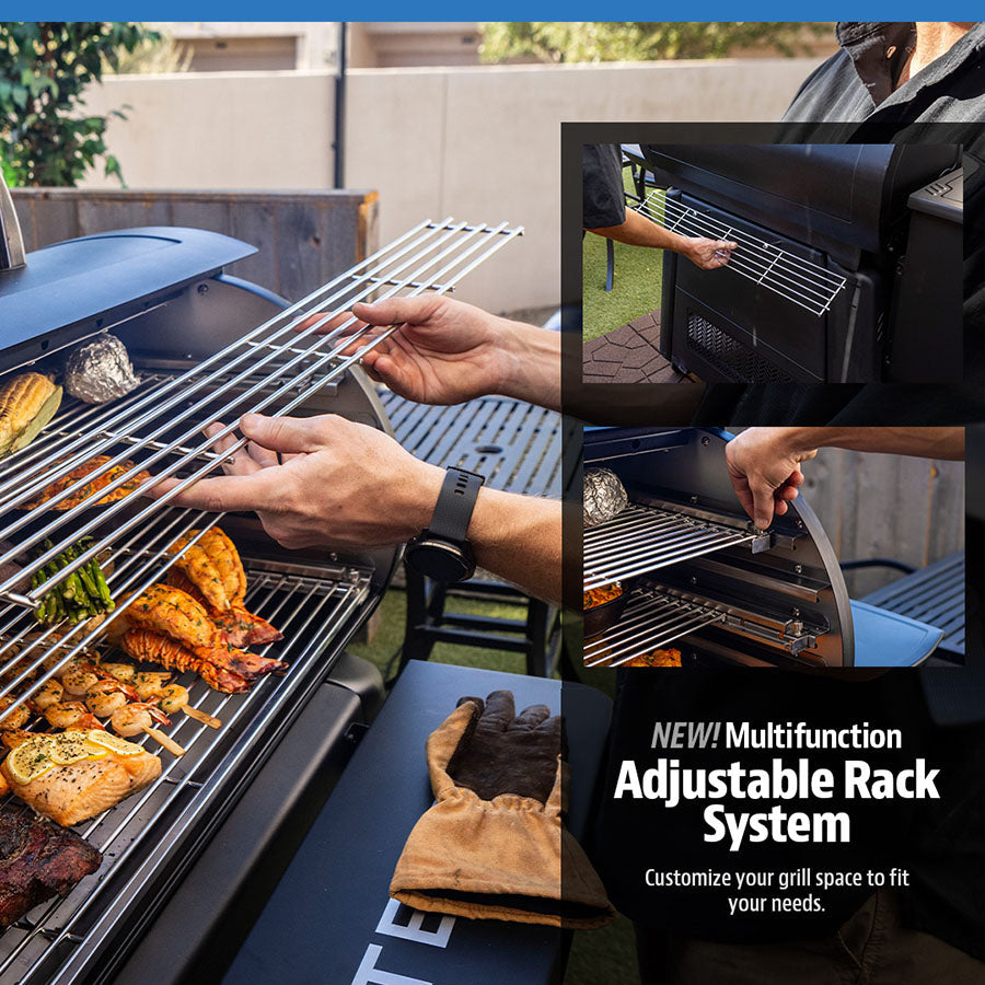 pit boss titan wood pellet grill new adjustable cooking rack system