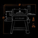 orange and white drawing of exterior grill dimensions