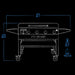 White and blue graphic representation of the exterior dimensions of the smoker.