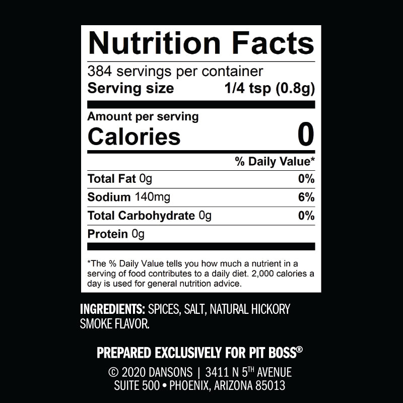 Nutritional facts on spice.