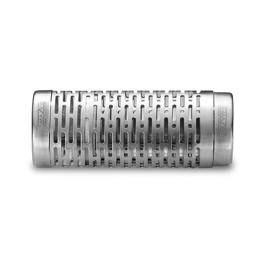 Silver, cylindrical smoker with holed for air