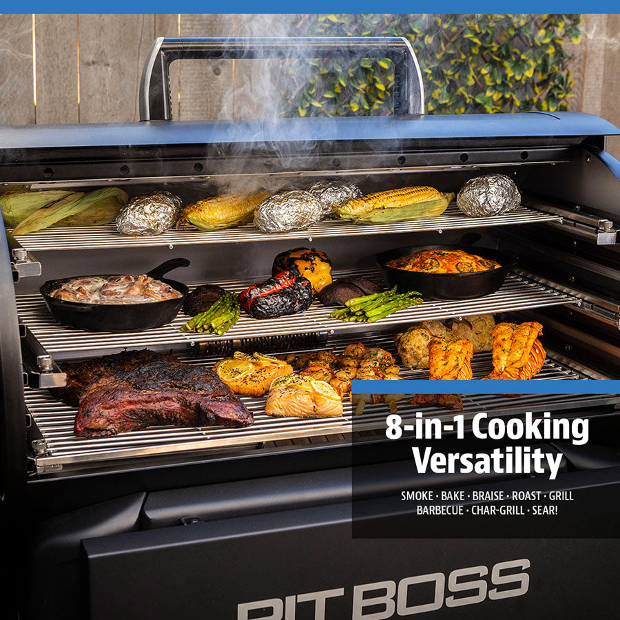 pit boss titan wood pellet grill 8-in-1 cooking versatility