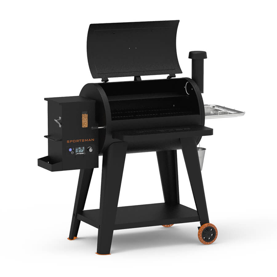 pit boss sportsman 820 wifi wood pellet grill with lid open