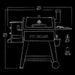 black and white dimension drawings of pit boss sportsman 820 wood pellet grill - exterior cooking dimensions