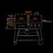 orange and white drawing of interior dimensions of grill