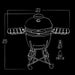 White graphic representation of the exterior dimensions of the smoker.