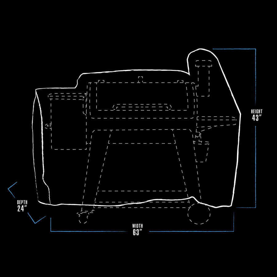 pit boss grills bbq cover dimensions drawing 63"x43"x24"