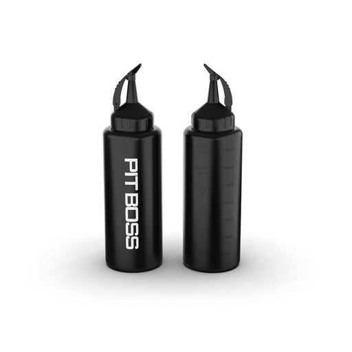 Pit Boss Ultimate Squeeze Bottles. Pack of two. White Pit Boss name down the front.