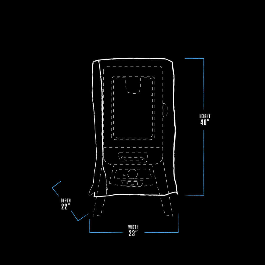 White graphic representation of the exterior dimensions of the grill cover.