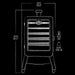 White graphic representation of the exterior dimensions of the smoker.