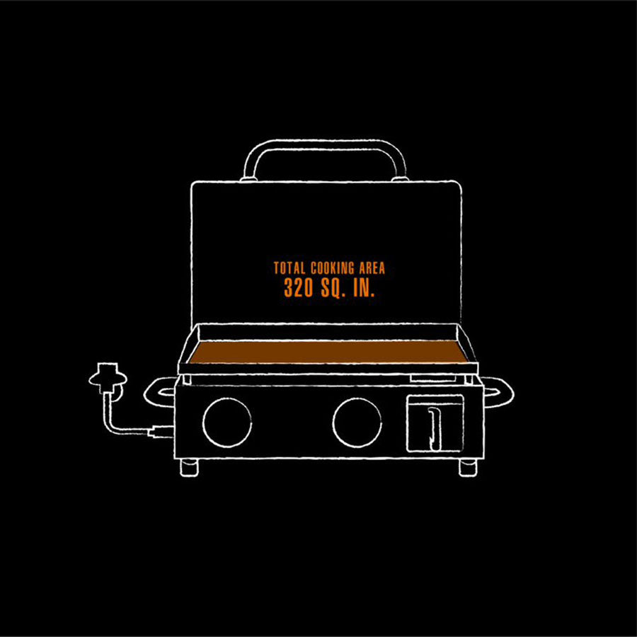 White graphic representation of the interior dimensions of the smoker.