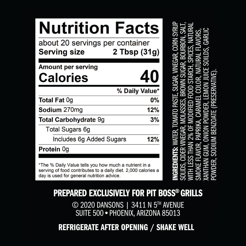 pit boss kentucky whiskey barrel bbq sauce bottle nutrition facts