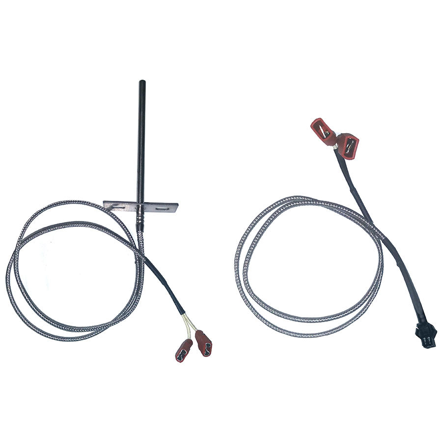 Grill Probe and Extension Wire. Both wires grey with a black end and a red tip.