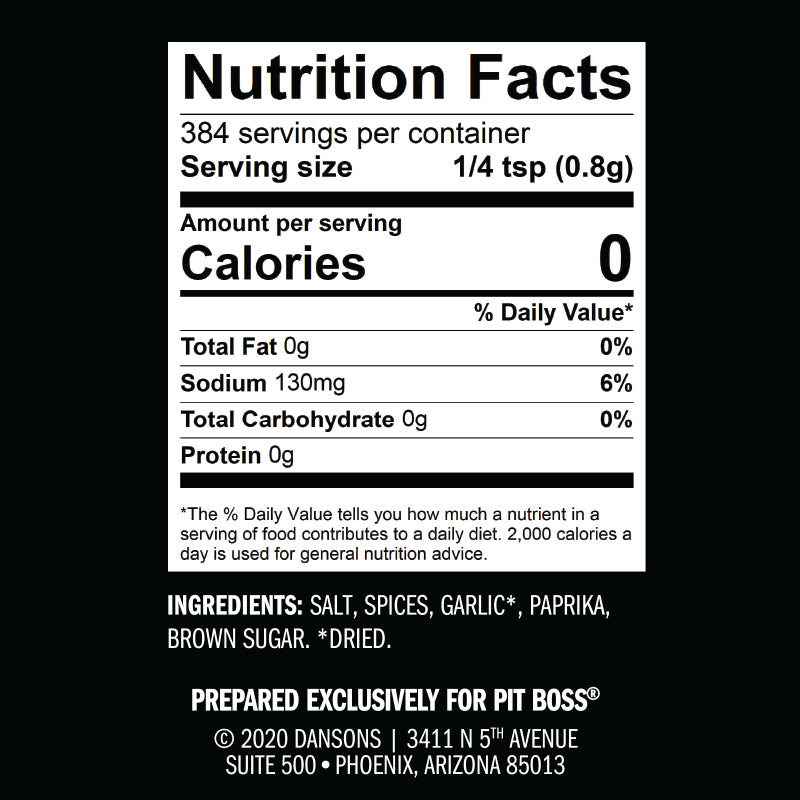 Nutrition Facts on Lone Star Beef Brisket Rub