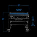 White and blue graphic representation of the exterior dimensions of the smoker.