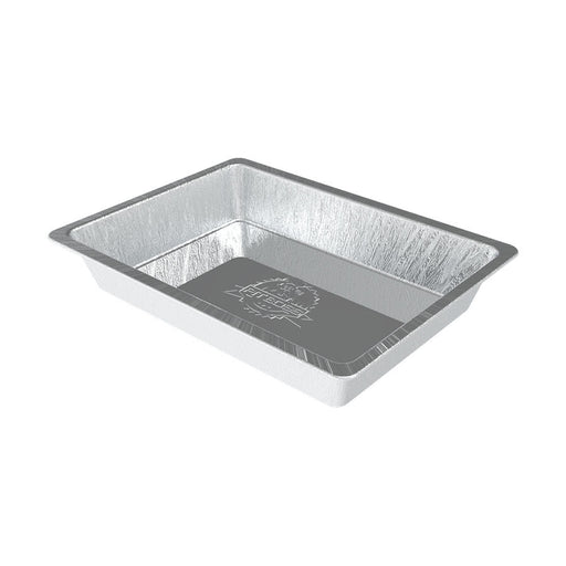 4 Pack Large All-Purpose Foil Pans. Silver with large Pit Boss logo in middle.