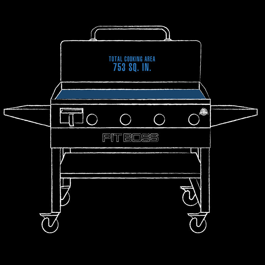 White and blue graphic representation of the interior dimensions of the smoker.