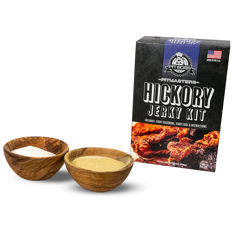 Pit Boss Original Hickory Jerky Kit with two bowls of seasoning.