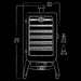 White graphic representation of the exterior dimensions of the smoker.  Showing the height and width.