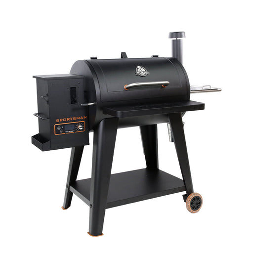 Pit boss sportsman 820 wood pellet grill. Side view.