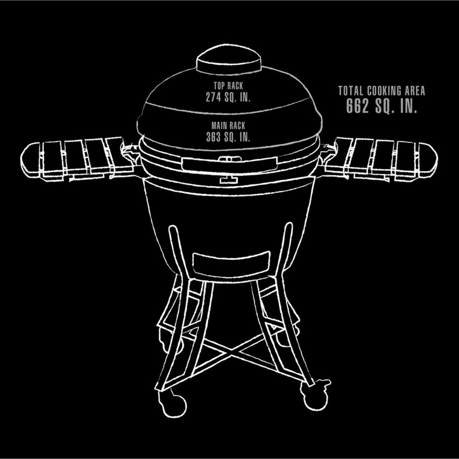 White graphic representation of the interior dimensions of the smoker.